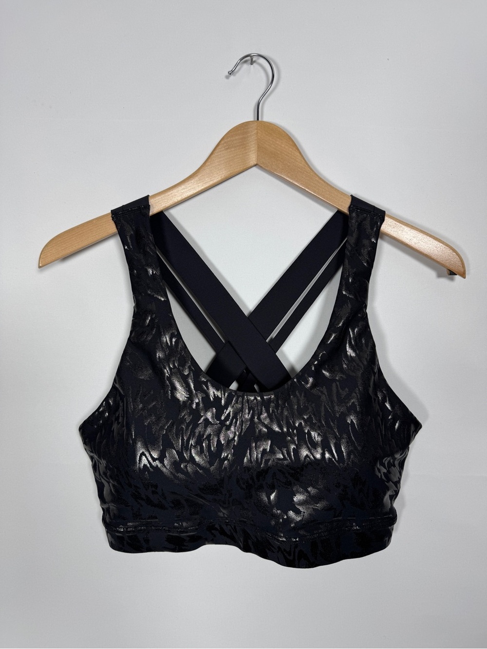 WAT80 {Old Navy} "Powersoft" Black Foil Animal Print Medium Support Sports Bra